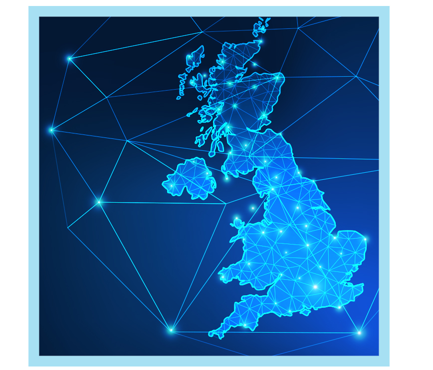 image indicating a network across UK map